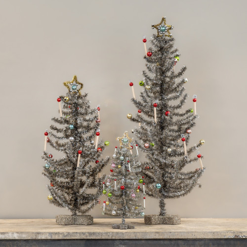 11" SILVER FESTIVE TREE