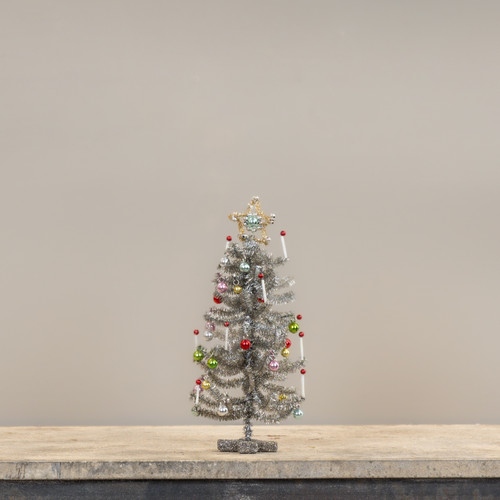 11" SILVER FESTIVE TREE