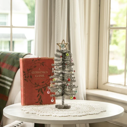 11" SILVER FESTIVE TREE