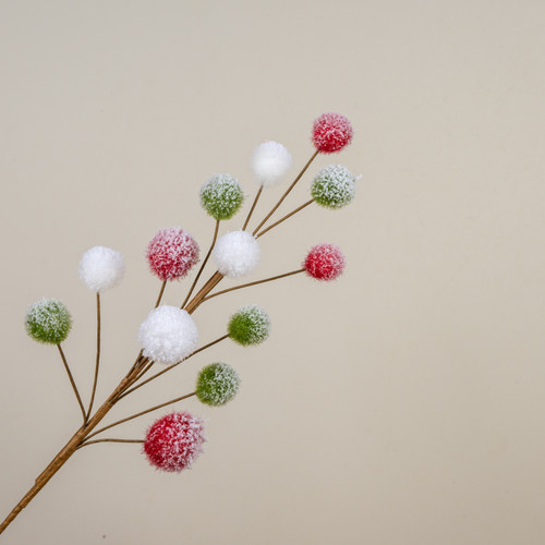 32.25" SNOWY GREEN, RED & WHITE BALL PICK
