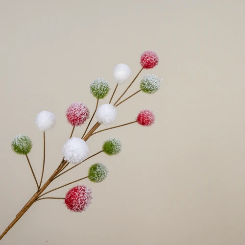32.25" SNOWY GREEN, RED & WHITE BALL PICK