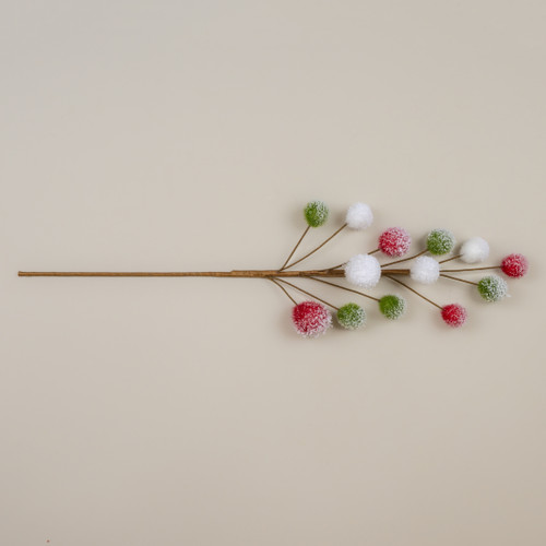 32.25" SNOWY GREEN, RED & WHITE BALL PICK