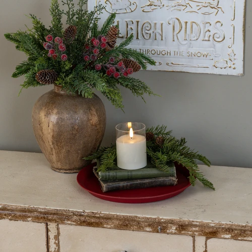 12" RED ROUND TRAY