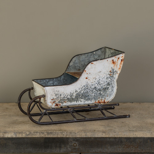 AGED WHITE TABLETOP SLEIGH