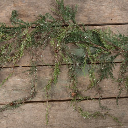 4' WEEPING CEDAR GARLAND WITH SNOW