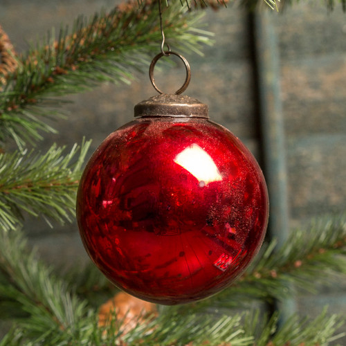 3" RED KUGEL ORNAMENT