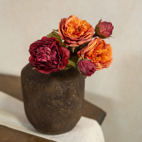 14" ORANGE & BURGUNDY DRIED ROSE BUNDLE