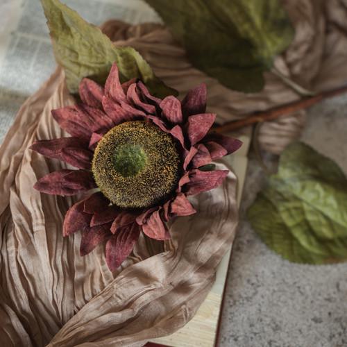 27" WINE SUNFLOWER STEM