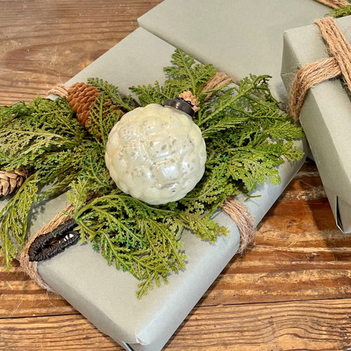 3" WHITE QUILTED KUGEL ORNAMENT