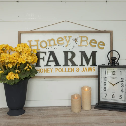 31.5" HONEY BEE FARM WOOD SIGN