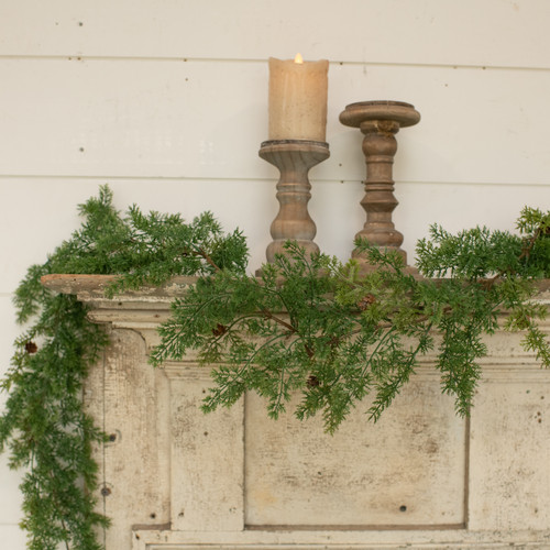 6' CYPRESS GARLAND W/CONES