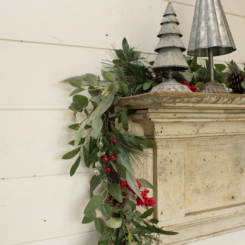 6' MIX EUCALYPTUS W/BERRIES & CONES GARLAND