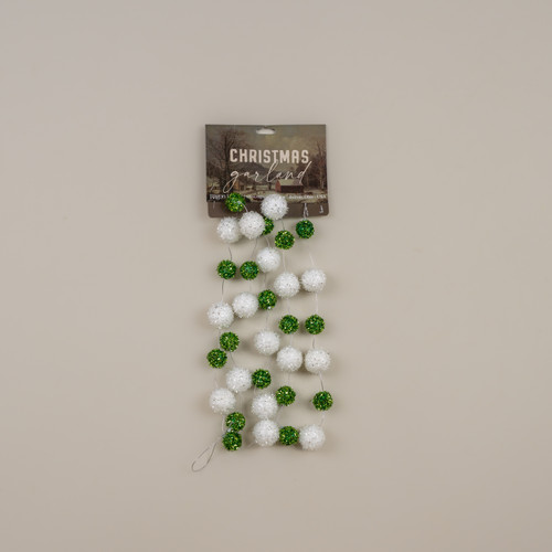 SMALL GREEN AND WHITE SNOWBALL GARLAND