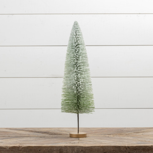 20" GREEN OMBRE FLOCKED LONG STEM BOTTLEBRUSH TREE