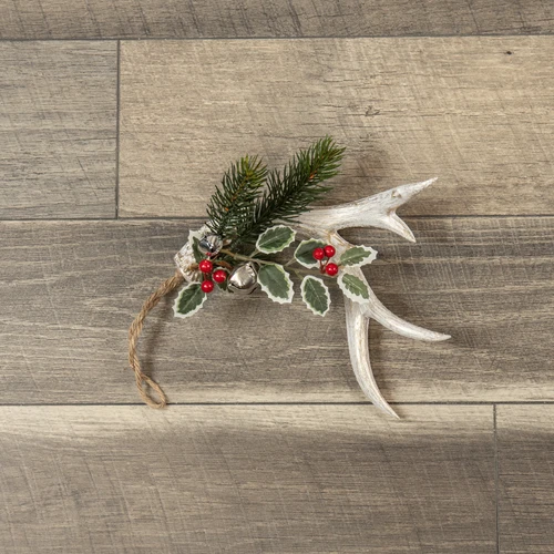 ANTLER WITH BELLS & BERRIES ORNAMENT