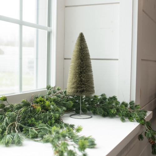 12" GREEN BOTTLEBRUSH TREE W/ WIRE BASE