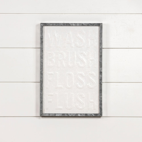 WASH BRUSH FLOSS FLUSH SIGN
