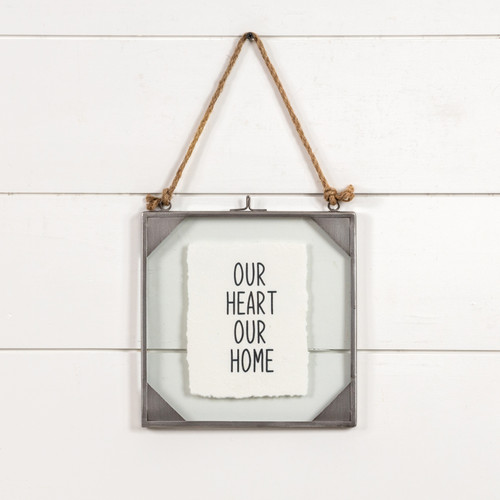 OUR HEART OUR HOME HANGING SIGN