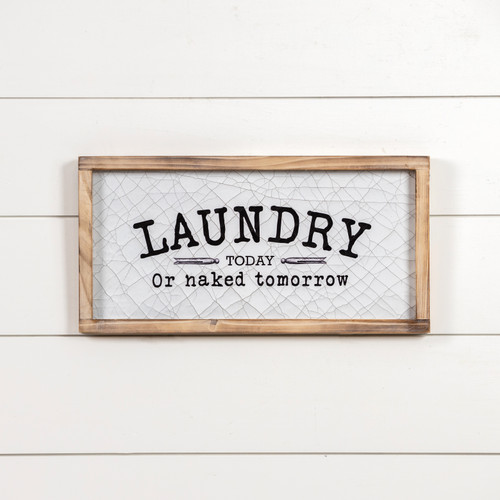 19.75" WHITE FRAMED LAUNDRY SIGN