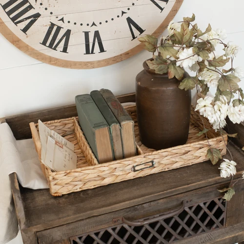 THREE SECTION WOVEN TRAY W/HANDLES