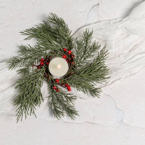 7" ANGEL PINE TAPER CANDLE RING