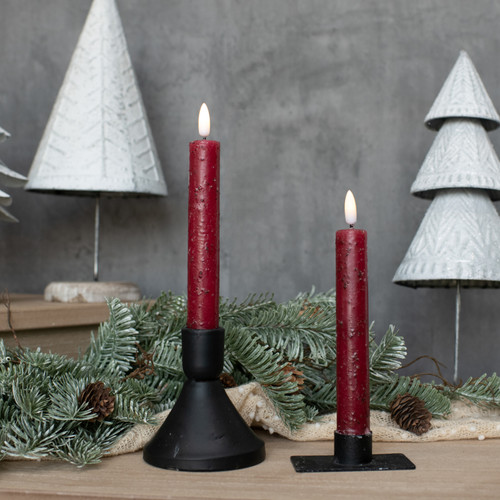SET/ 2 - 7.25" 3D FLAME RED TAPER CANDLE