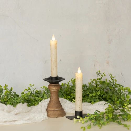 SET/ 2 - 6.75" MOVING FLAME CREAM TAPER CANDLE