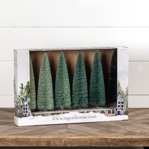 SET/6 - 12" BLUE HUES BOTTLE BRUSH TREES