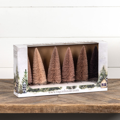 SET/6 - 9" BLUSH HUES BOTTLE BRUSH TREES