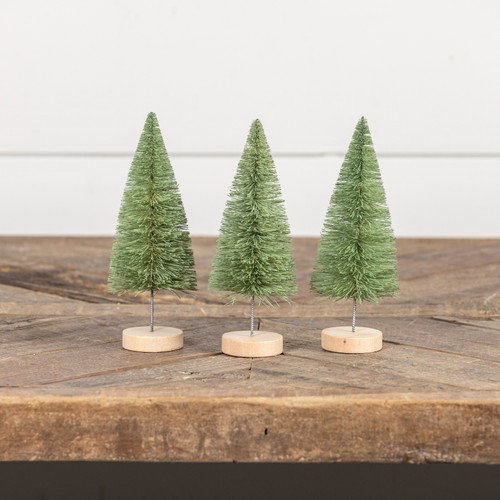 SET/ 3 - 6" GREEN BOTTLEBRUSH TREES