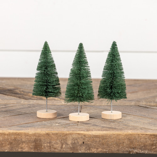 SET/ 3 - 6" DARK GREEN BOTTLEBRUSH TREES