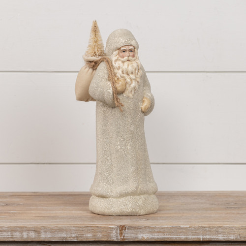 12" IVORY SANTA W/ SNOWY TREE