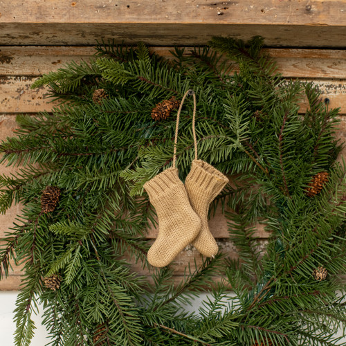 4" TAN STOCKING ORNAMENT