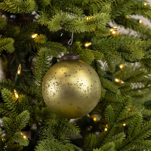 4" OLIVE GREEN KUGEL ORNAMENT