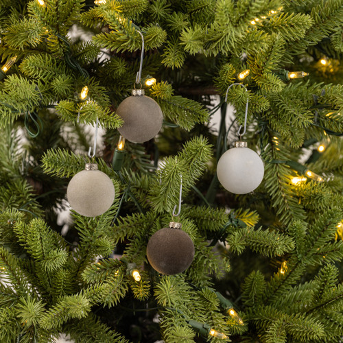 SET/ 12 - 1.75" GREY FLOCKED BALLS