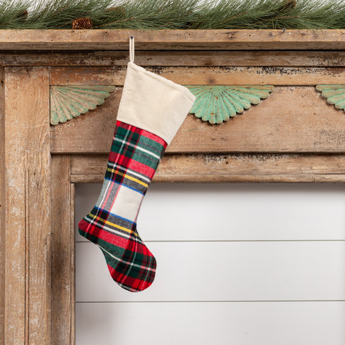 20" WHITE TARTAN STOCKING