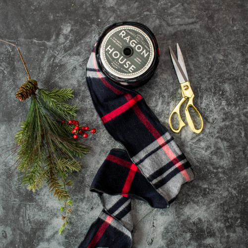 BLACK TARTAN WIRED RIBBON
