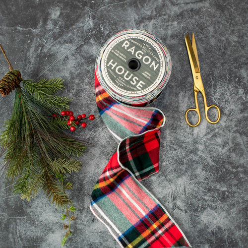 WHITE TARTAN RIBBON