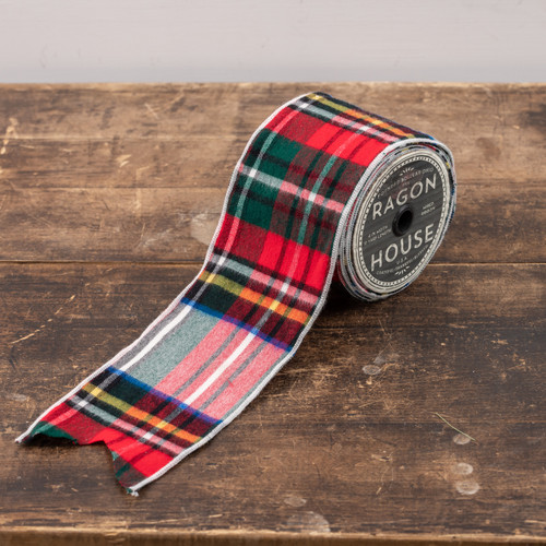 WHITE TARTAN RIBBON