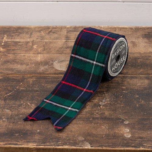 GREEN TARTAN WIRED RIBBON