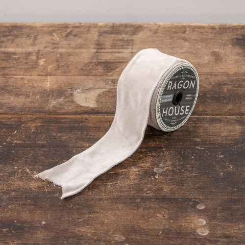 2.5" WHITE VELVET WIRED RIBBON