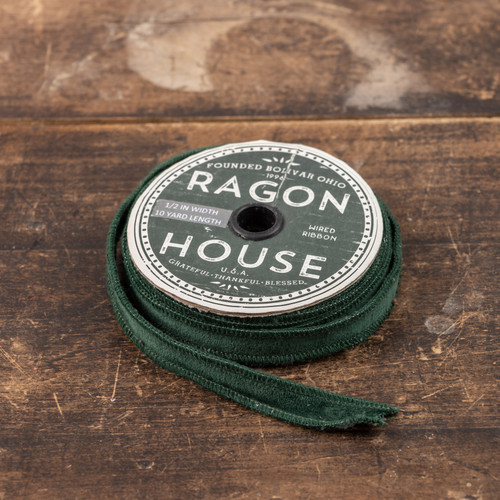 .5" EMERALD GREEN VELVET WIRED RIBBON
