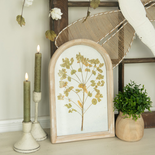 14" PRESSED LEAF W/ ARCHED WOOD FRAME