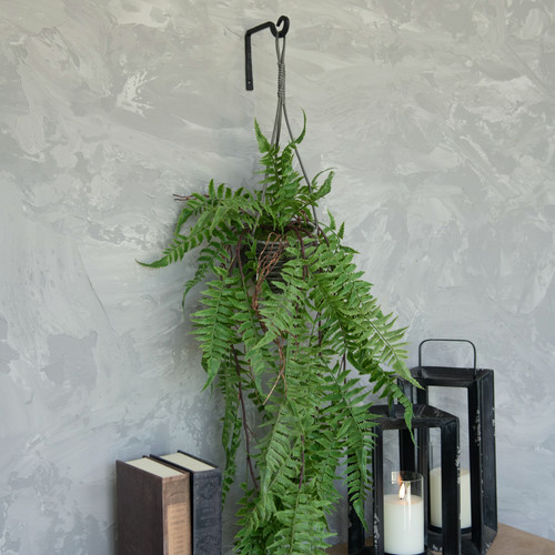 35" LEATHER FERN HANGING BASKET