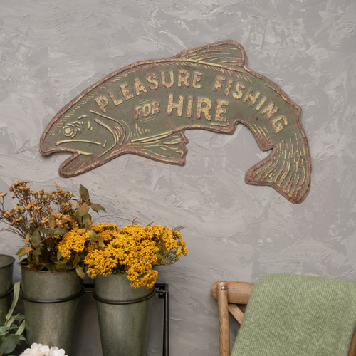 33.5" PLEASURE FISHING METAL PLAQUE