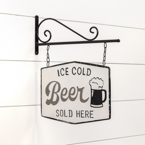 ICE COLD BEER SIGN W/ BRACKET