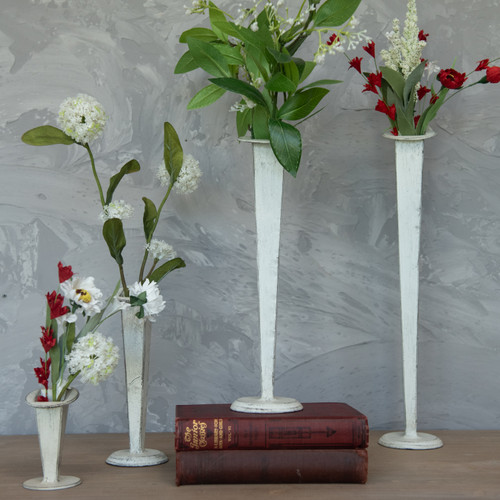 12.25" WHITE TAPERED VASE