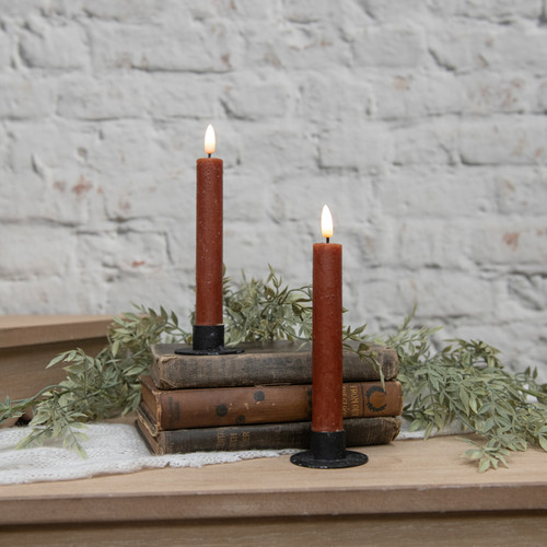 SET/ 2 - 7.25" 3D FLAME BRONZE TAPER CANDLE