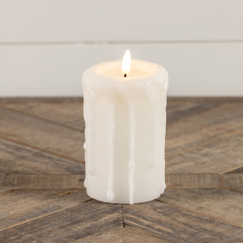 5" WHITE 3D FLAME PILLAR CANDLE