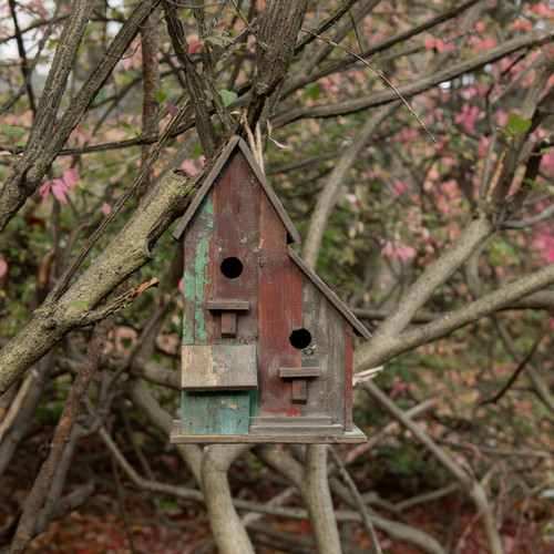 BROWN & GREEN TWO ENTRY BIRD HOUSE